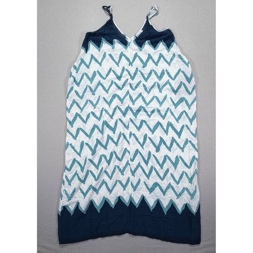 Brigitte Bailey Women Dress Relaxed Blue White Chevron Zig Zag M/L